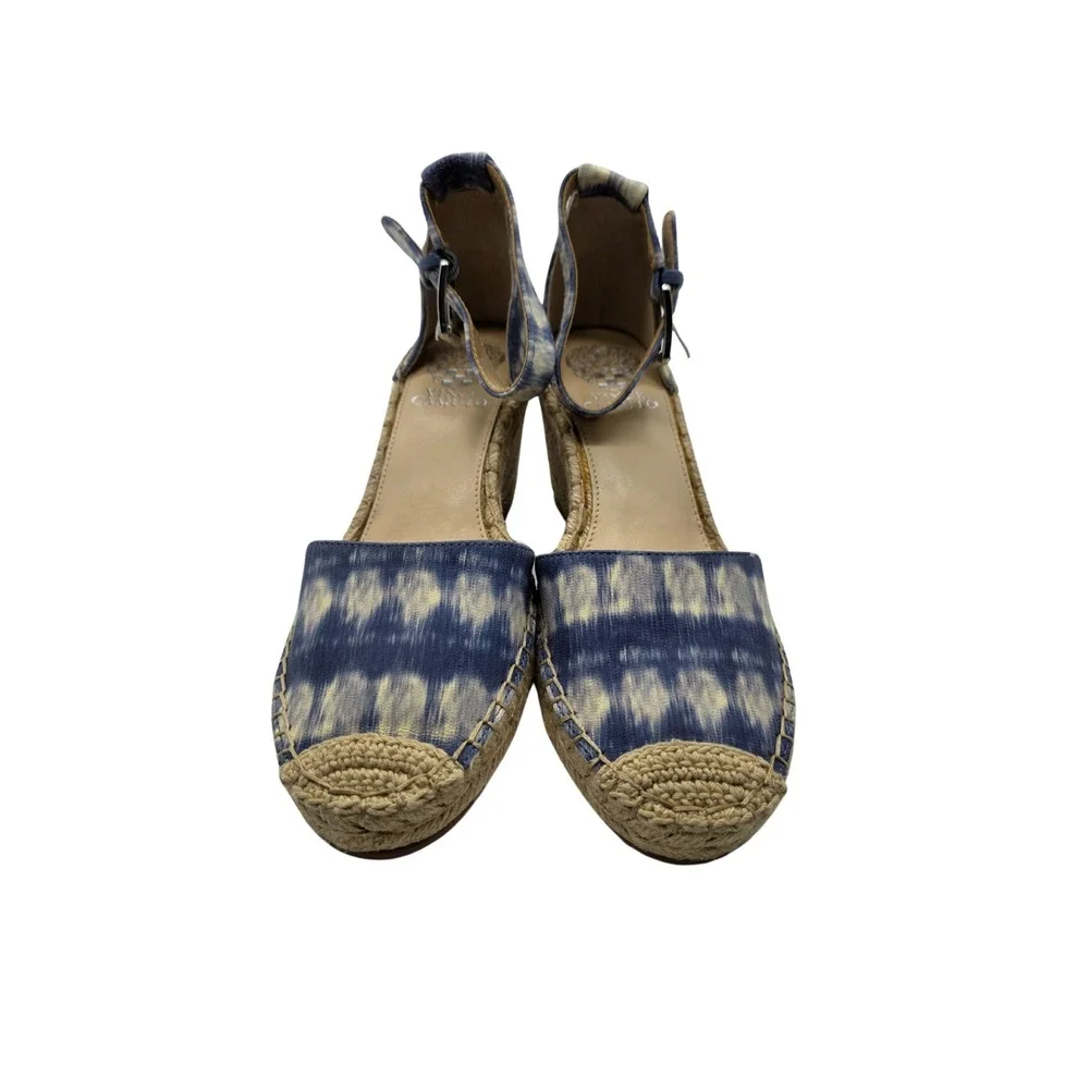 Vince Camuto Espadrille Wedge Sandals Ankle Strap Blue Tie Dye‎ 7.5M